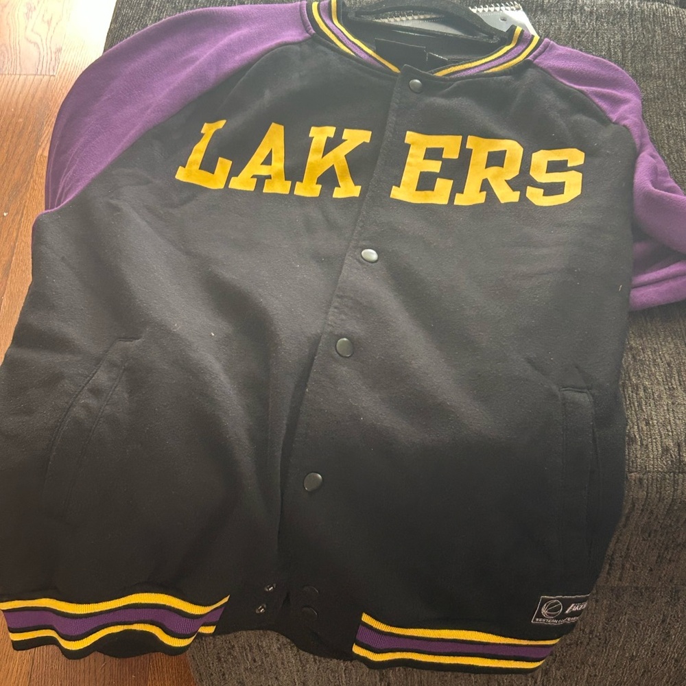 Lakers Black and Purple Varsity Jacket